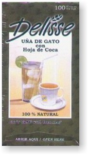 Delisse Coca Tea with Cats Claw - Uña de Gato (100 Tea Bags) - Click Image to Close